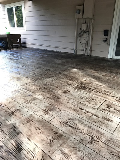 Barn effect stamped concrete floor.