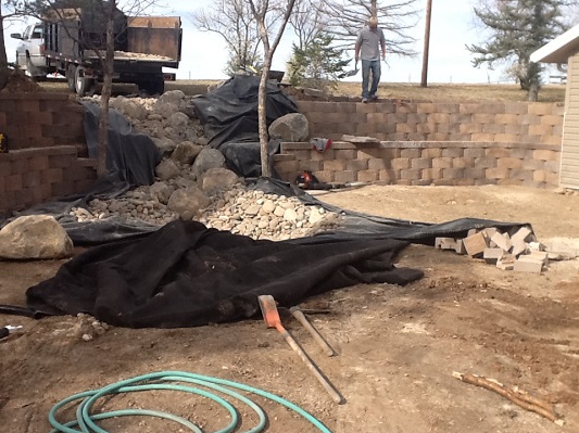 Retention pond retaining walls.